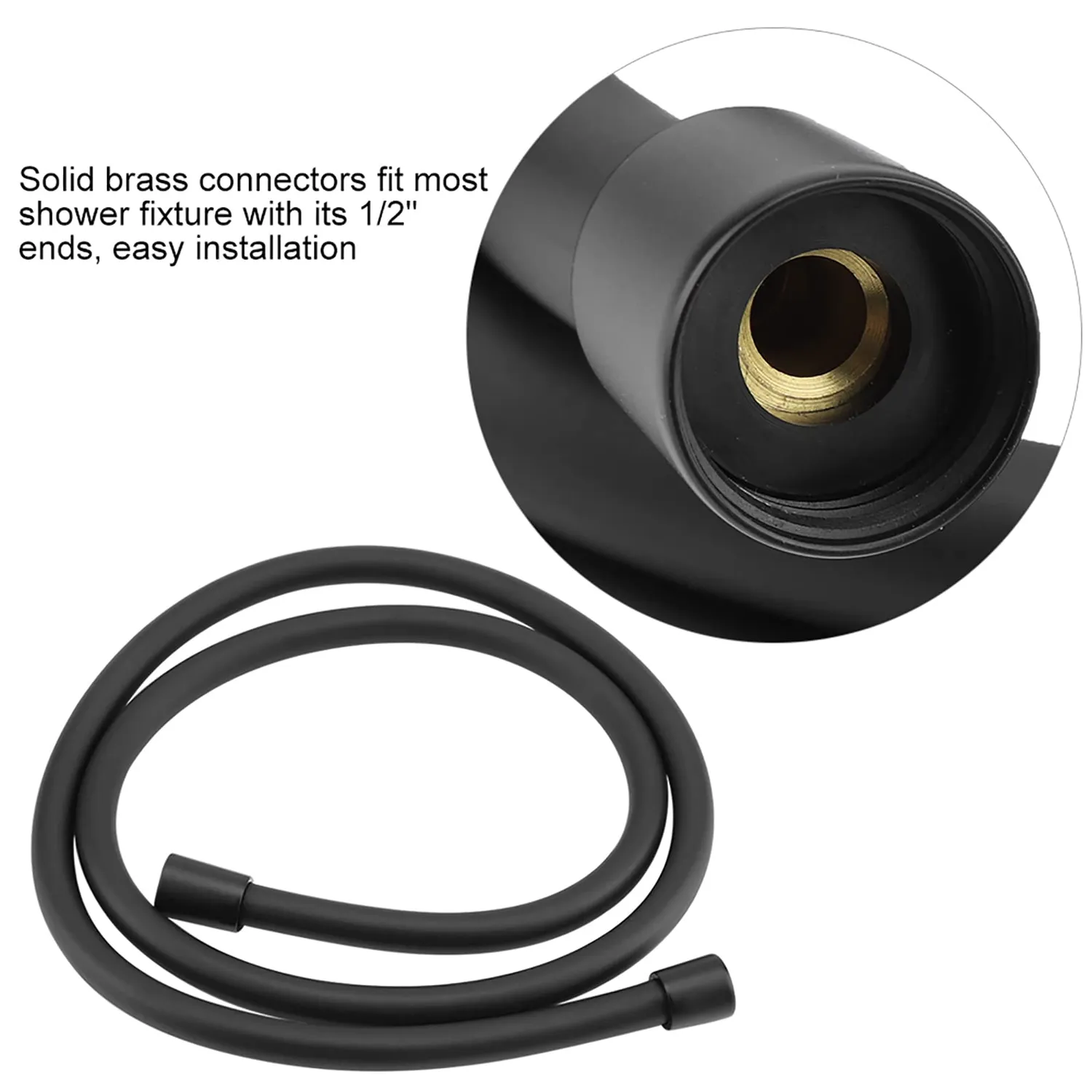 Garosa tuyau de douche PVC 1,5 m noir mat antienroulement