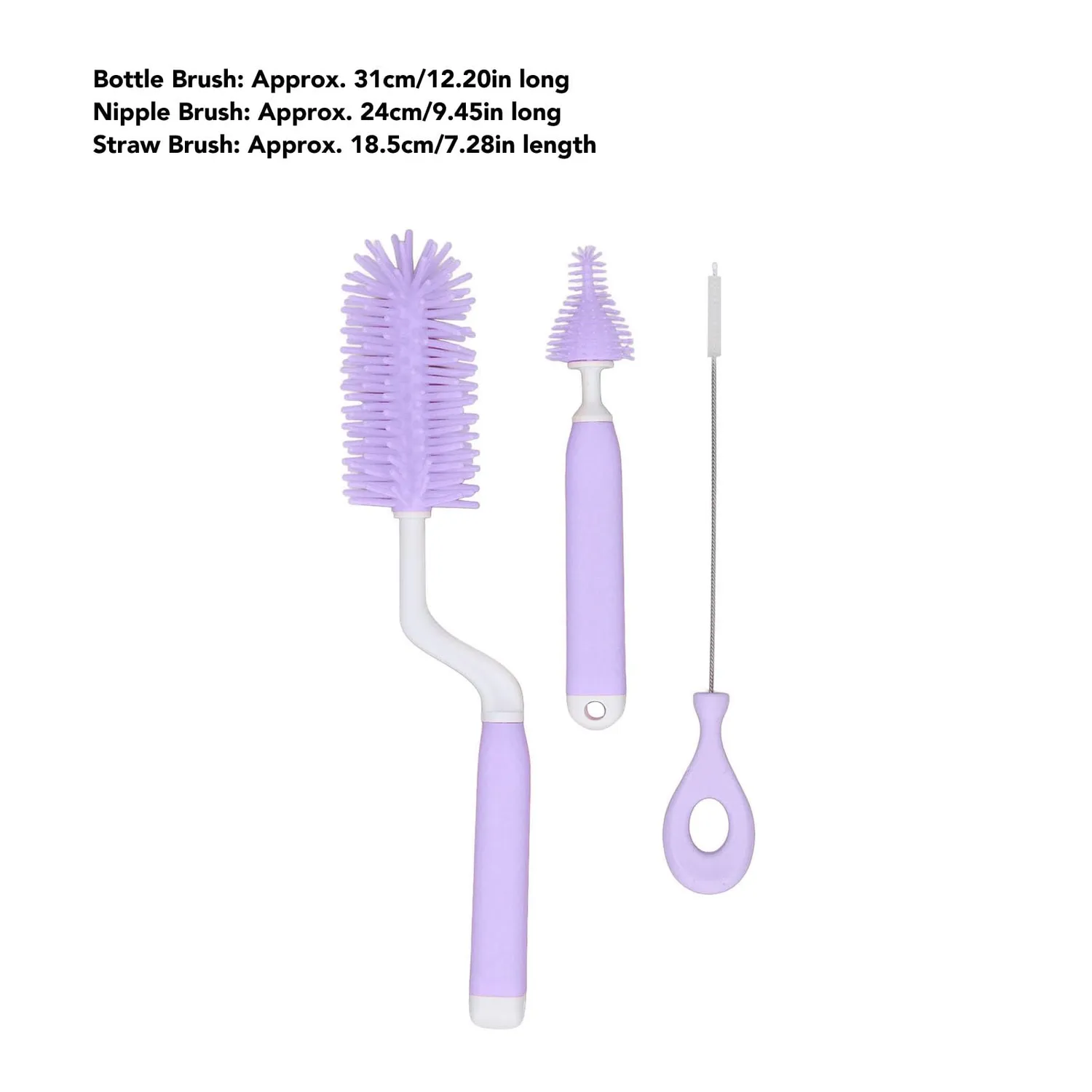 Garosa kit brosses biberon silicone violet 3 pièces 31 cm