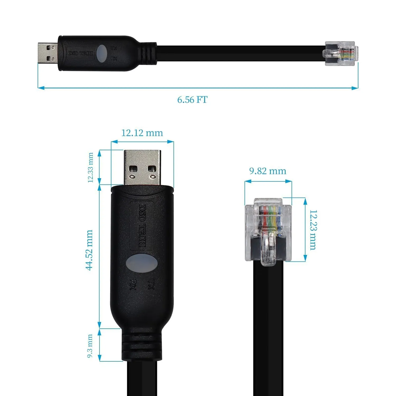 PLC Tech RS232 SH-RJ12K câble USB RJ12 FTDI 2 m