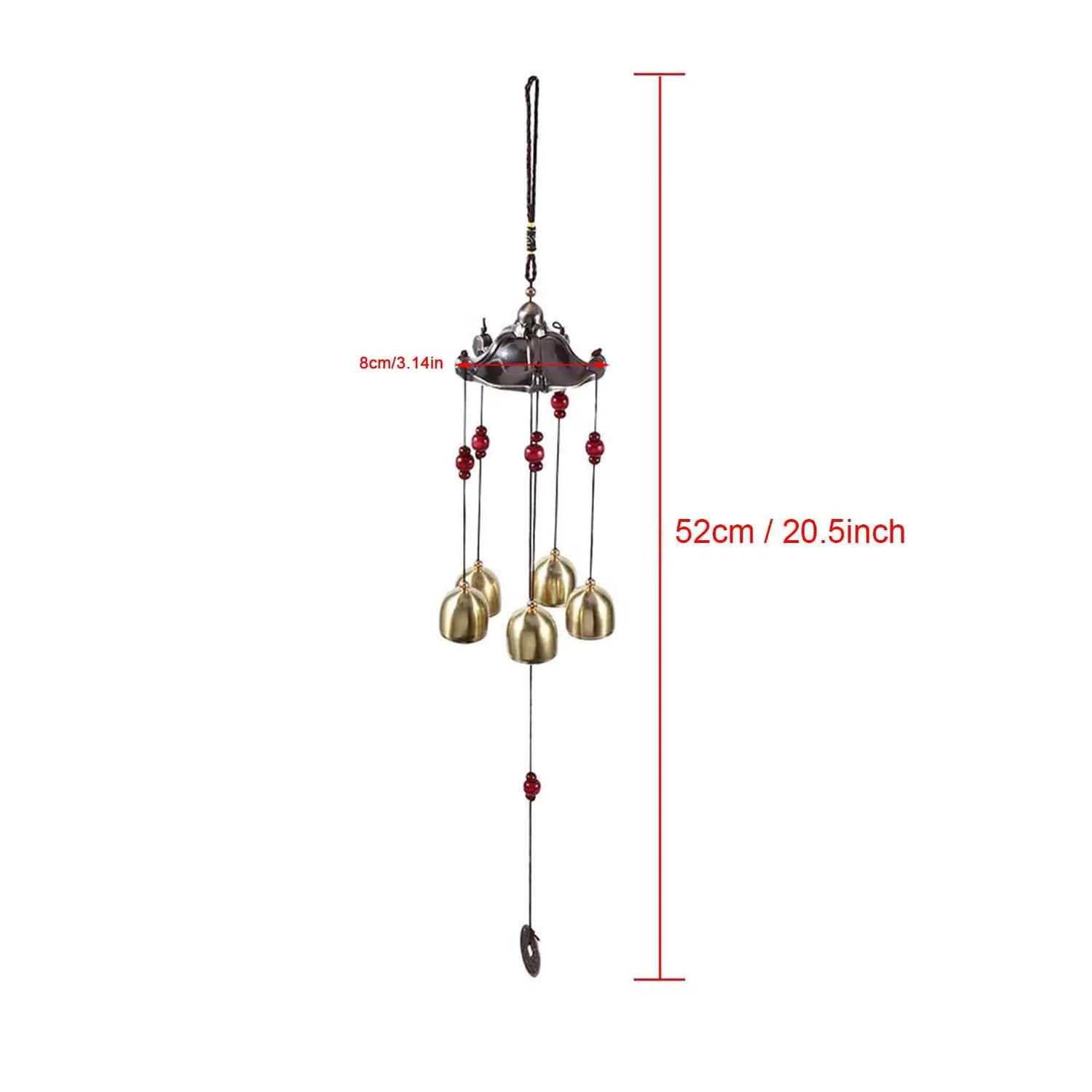 Garosa carillon éolien 5 cloches 52 cm son cristallin