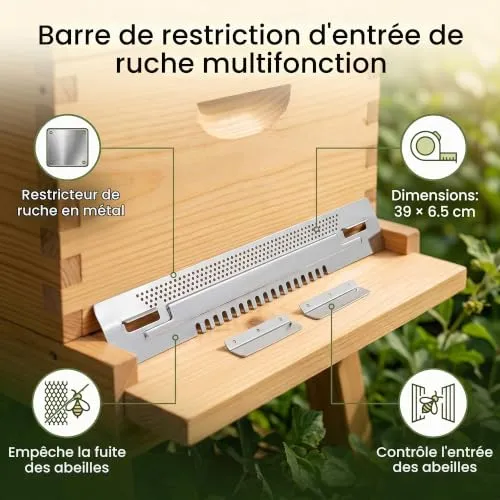 Garosa réducteur d’entrée de ruche coulissant en fer galvanisé