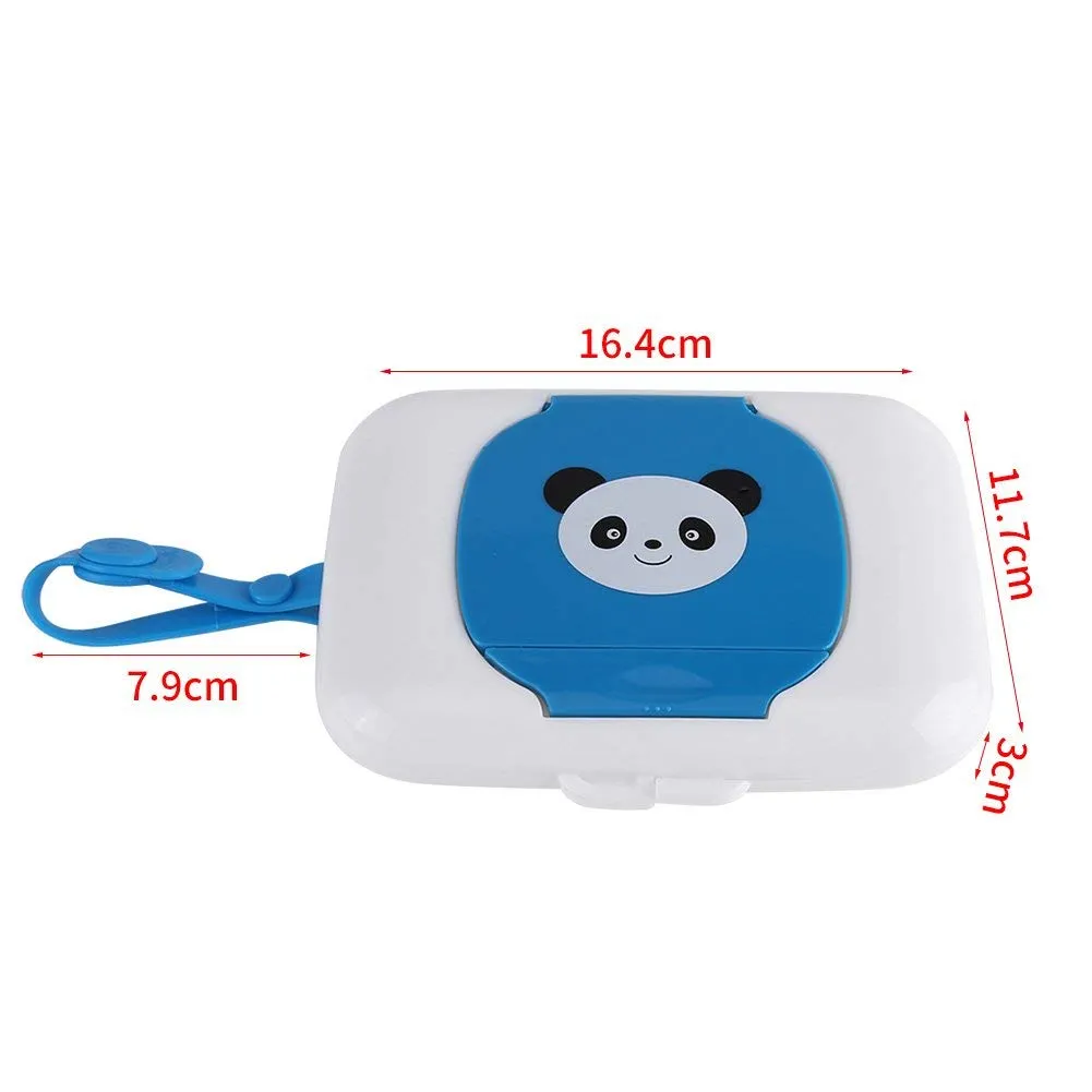 Garosa boîte à lingettes portable blanc et bleu, avec sangle silicone