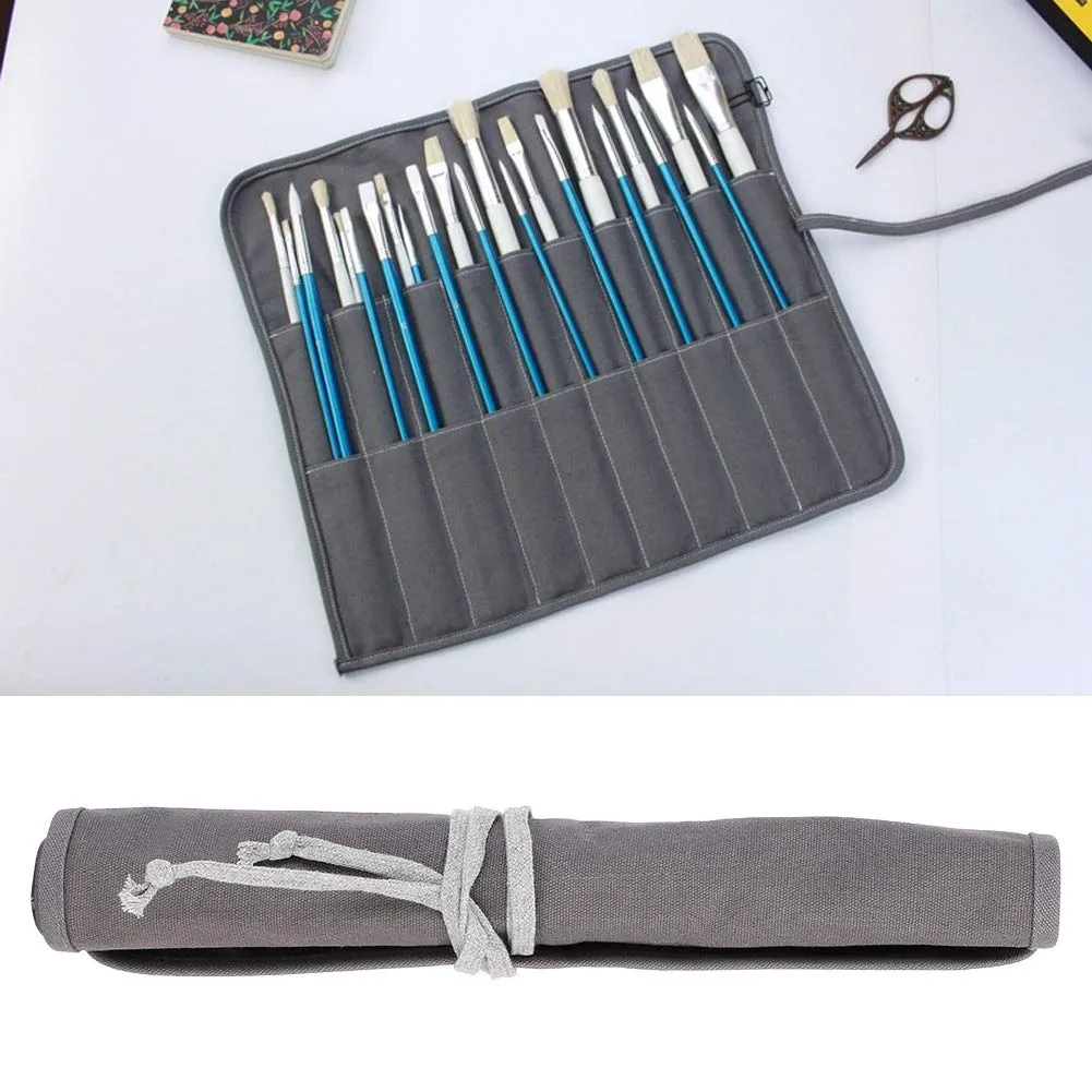 Garosa 38x38cm trousse pinceaux enroulable toile grise
