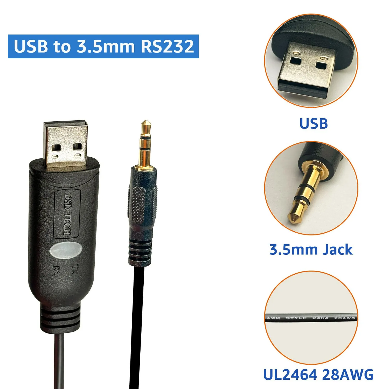 DSD TECH TTL Series câble USB TTL 3,3 V jack 3,5 mm 1,8 m
