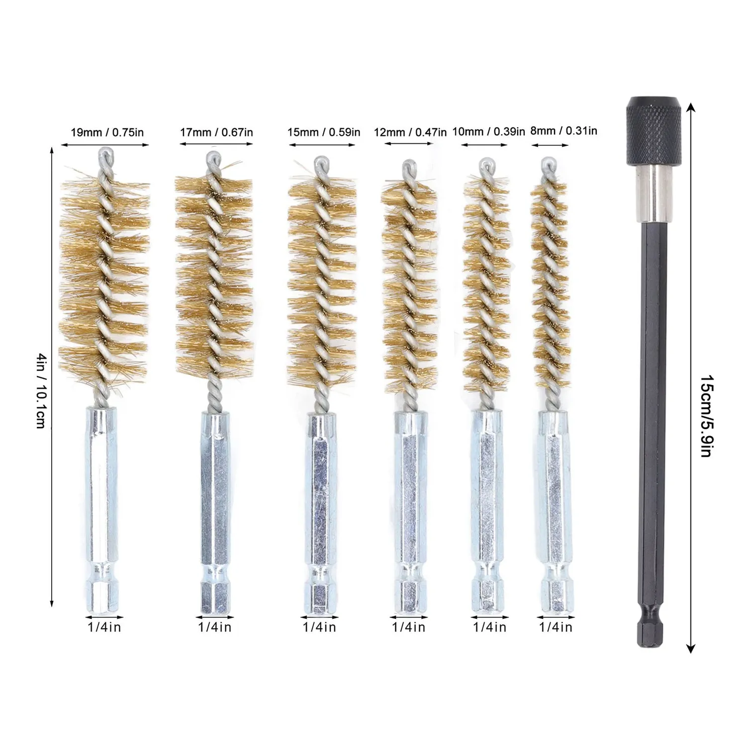 Garosa brosses alésage laiton 13 pièces tige 1/4 pouce