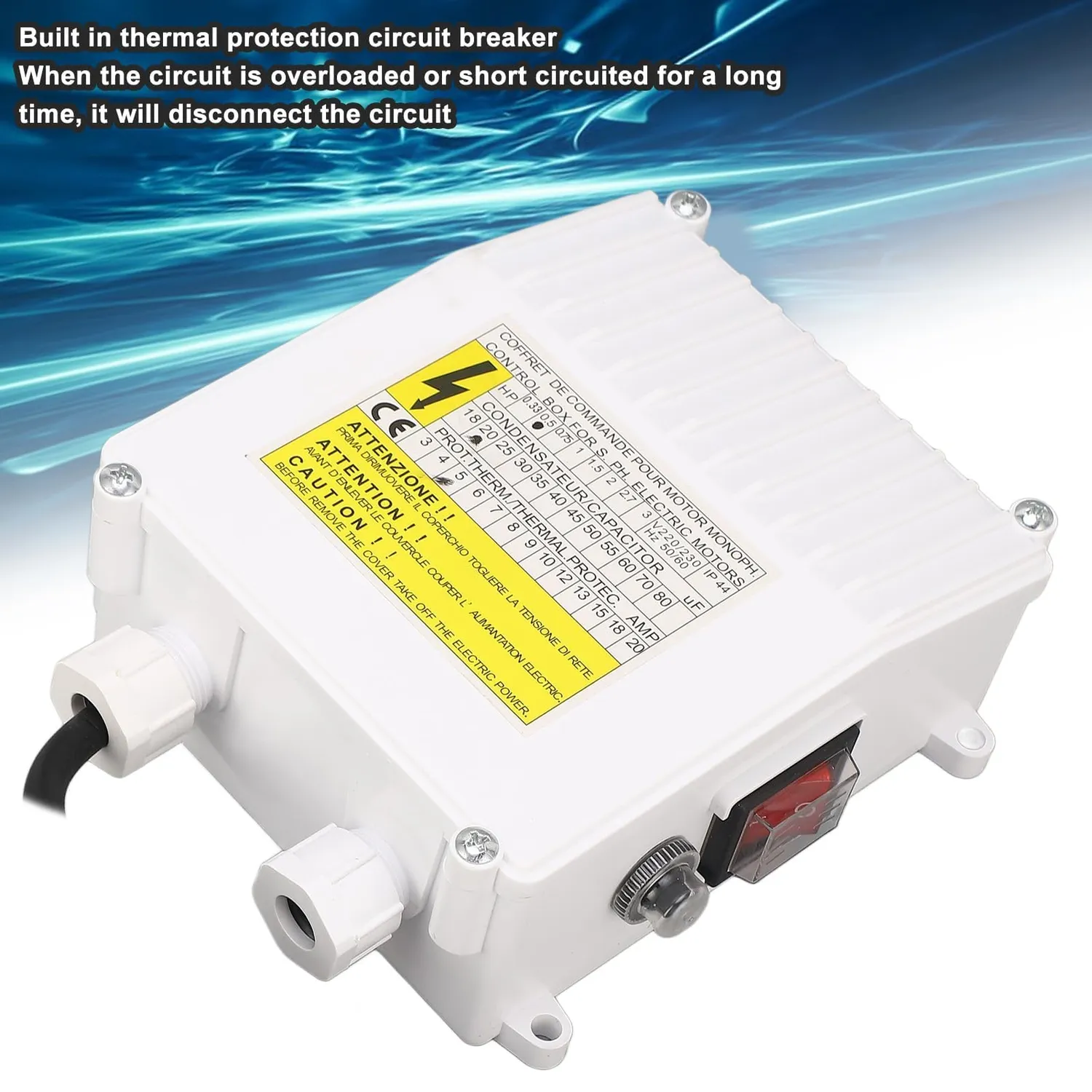 Garosa boîtier de commande pompe de puits 370 W 20 µF avec protection thermique
