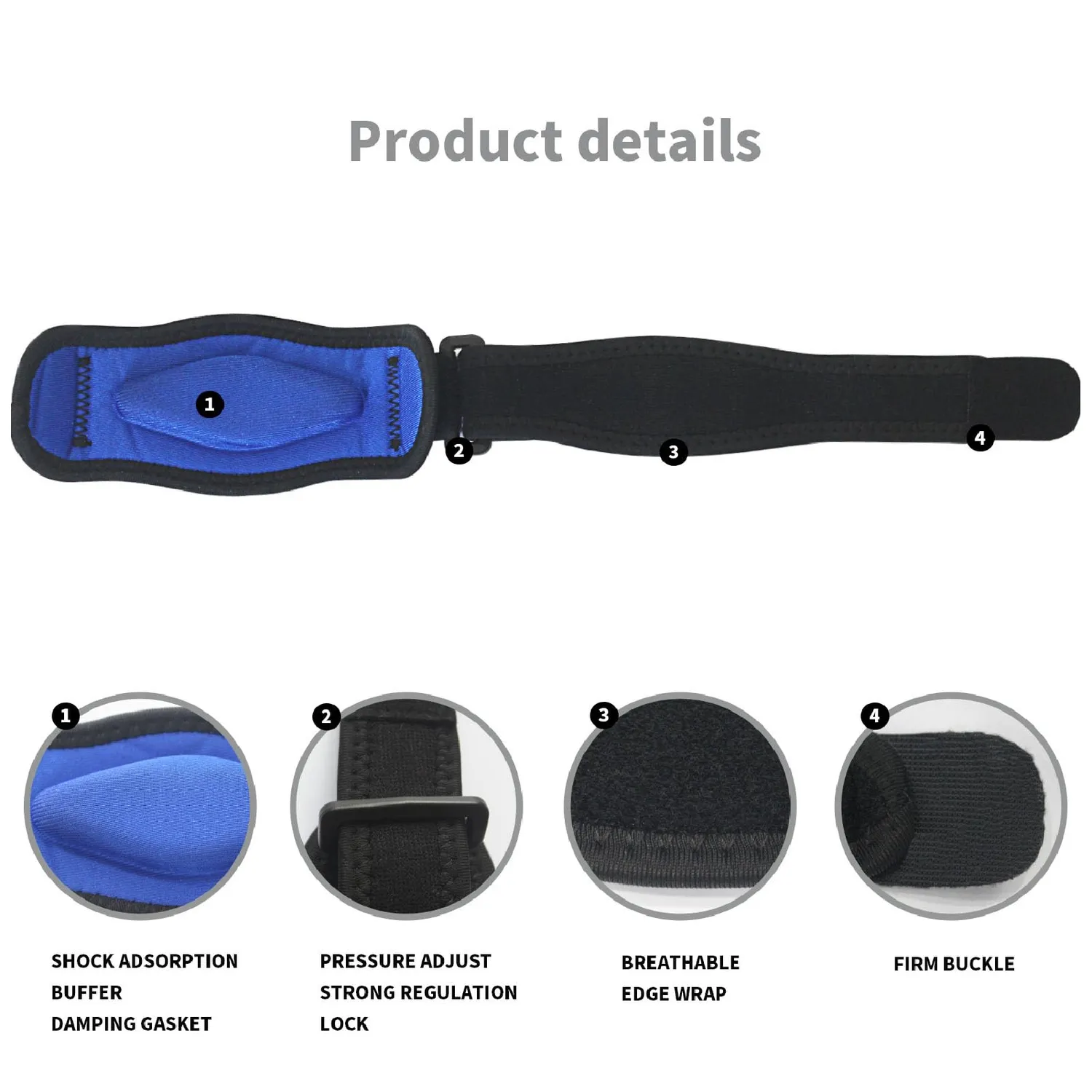 Garosa attelle coude tennis bleue nylon réglable