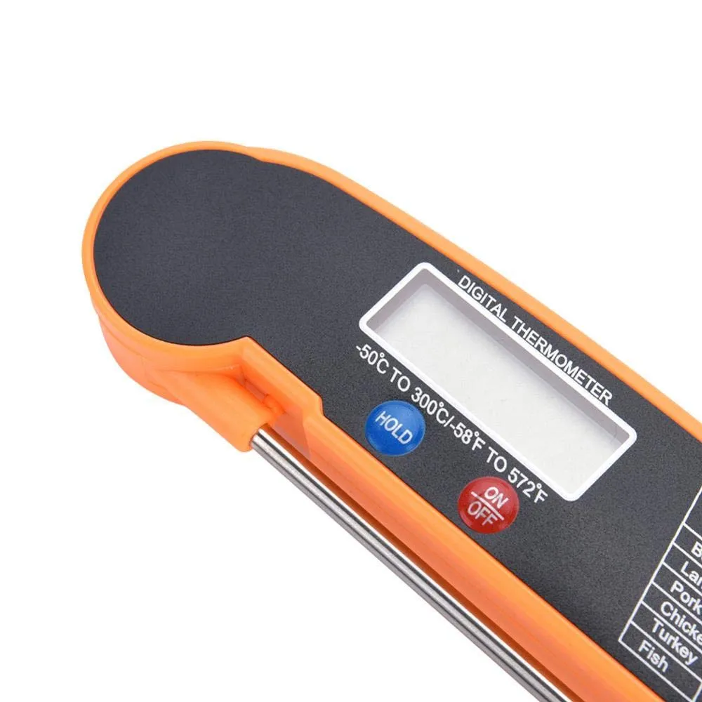 Garosa thermomètre alimentaire numérique LCD à sonde pliable orange