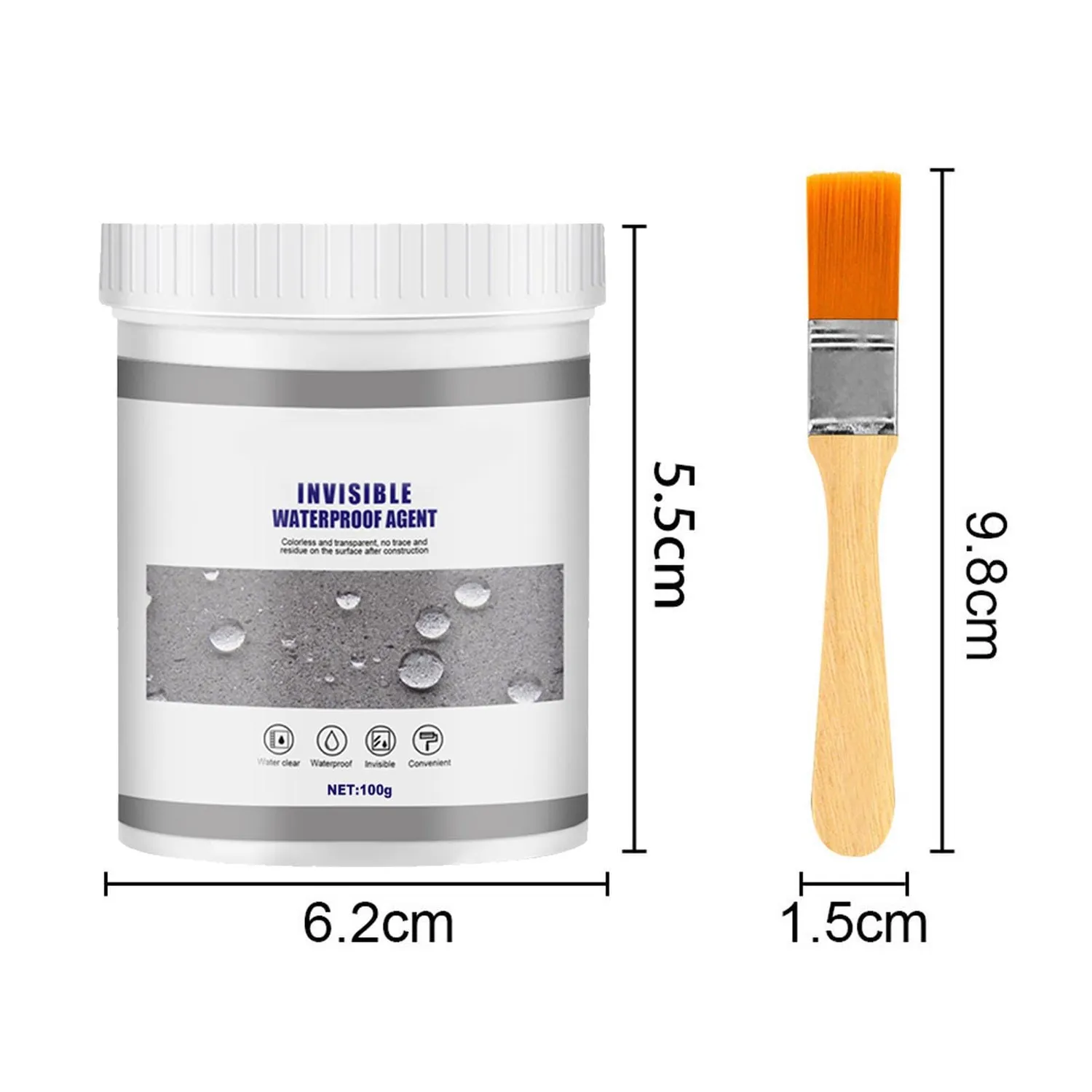Garosa Mastic Imperméable Transparent 100g avec Brosse