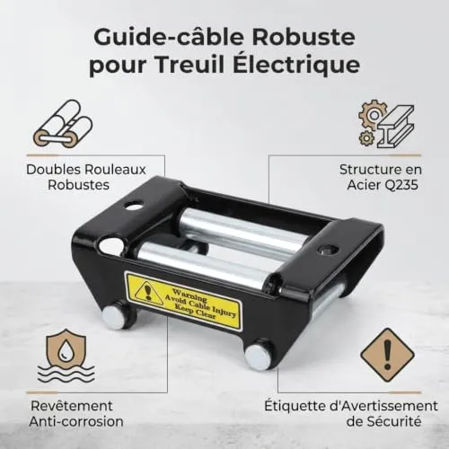 Garosa guide-câble à rouleaux 2000 lb en acier traité anticorrosion