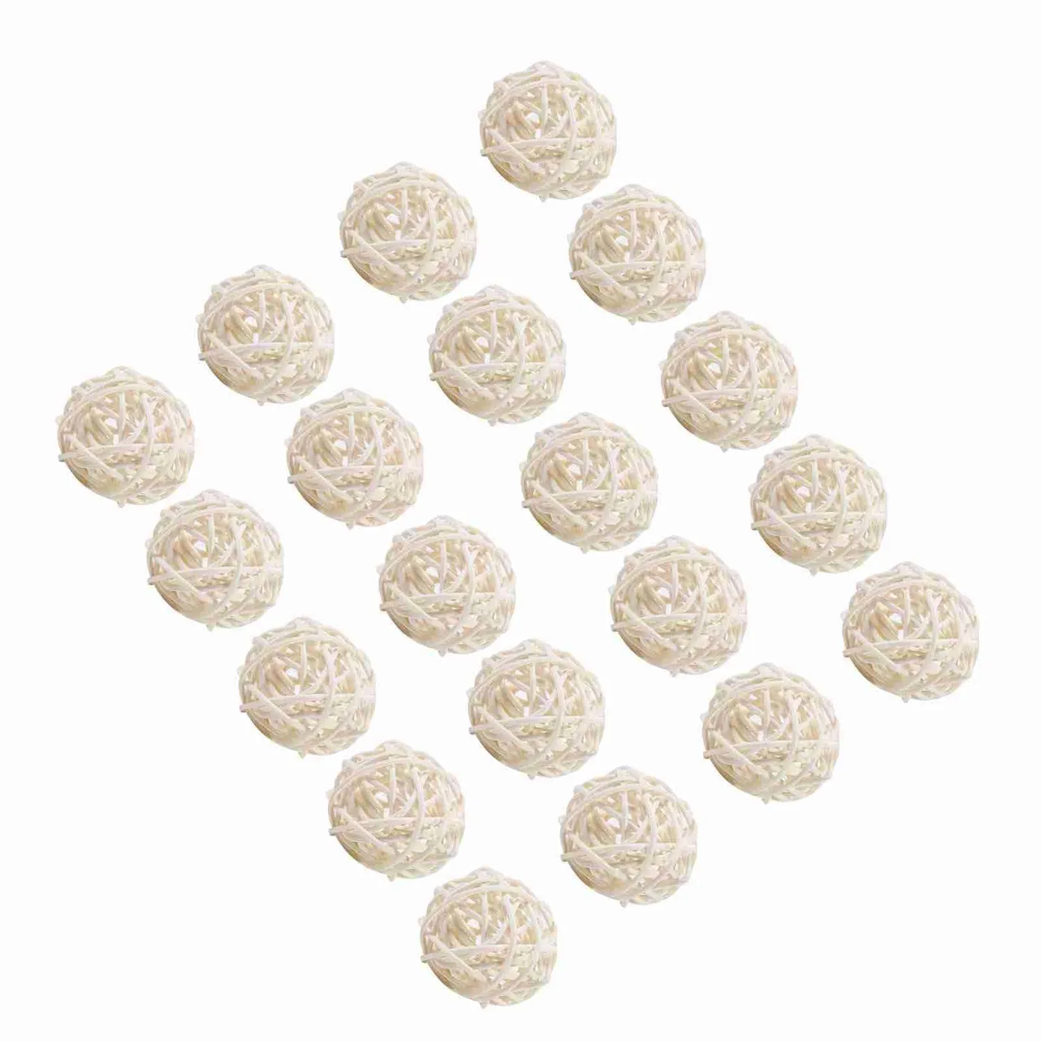 Garosa boules en rotin décoratives blanches lot de 20