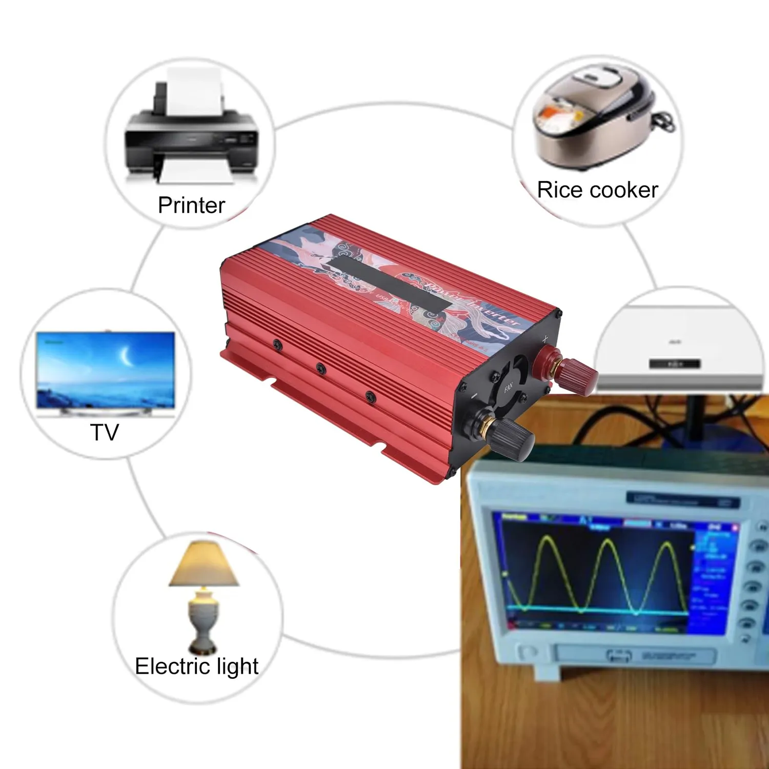 Garosa convertisseur 300 W 12 V 220 V sinusoïde pure rouge