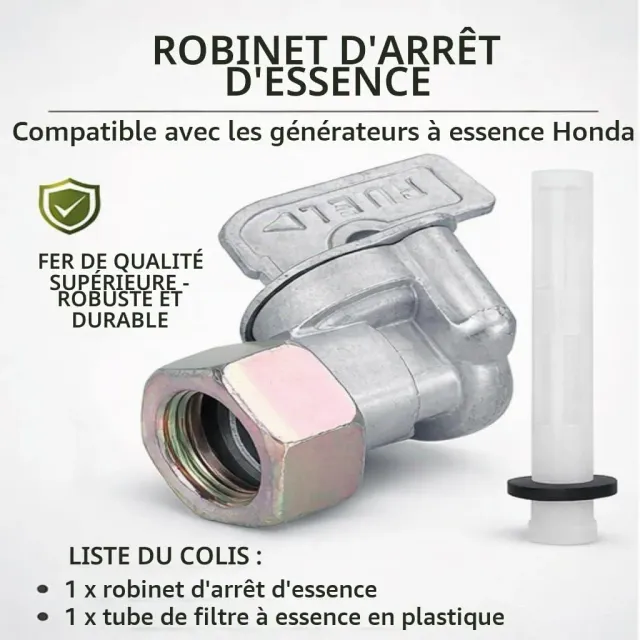 Garosa robinet d’essence marche-arrêt pour tondeuse et générateur