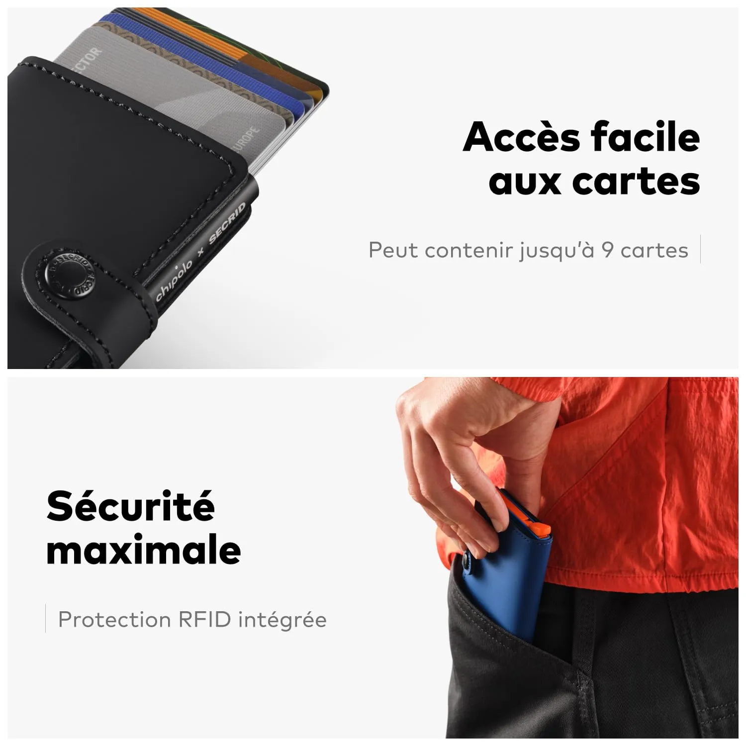 Chipolo Secrid Trackable Miniwallet portefeuille bleu localisable