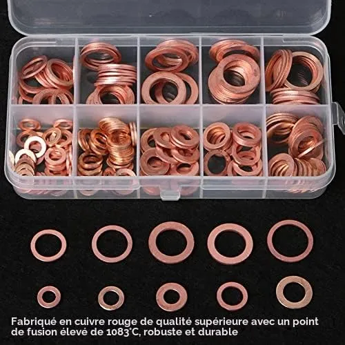 Garosa joints de bouchon de vidange cuivre 200 pièces 9 tailles