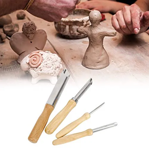 Garosa outils de poterie coupe-trous ronds 4 pièces, manches bois