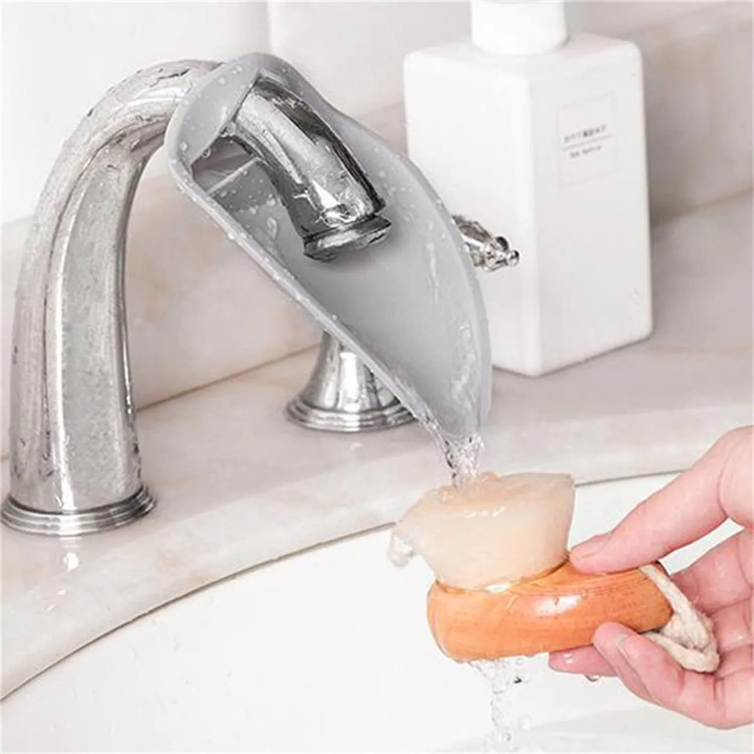 Garosa rallonge robinet silicone gris lavage mains enfant