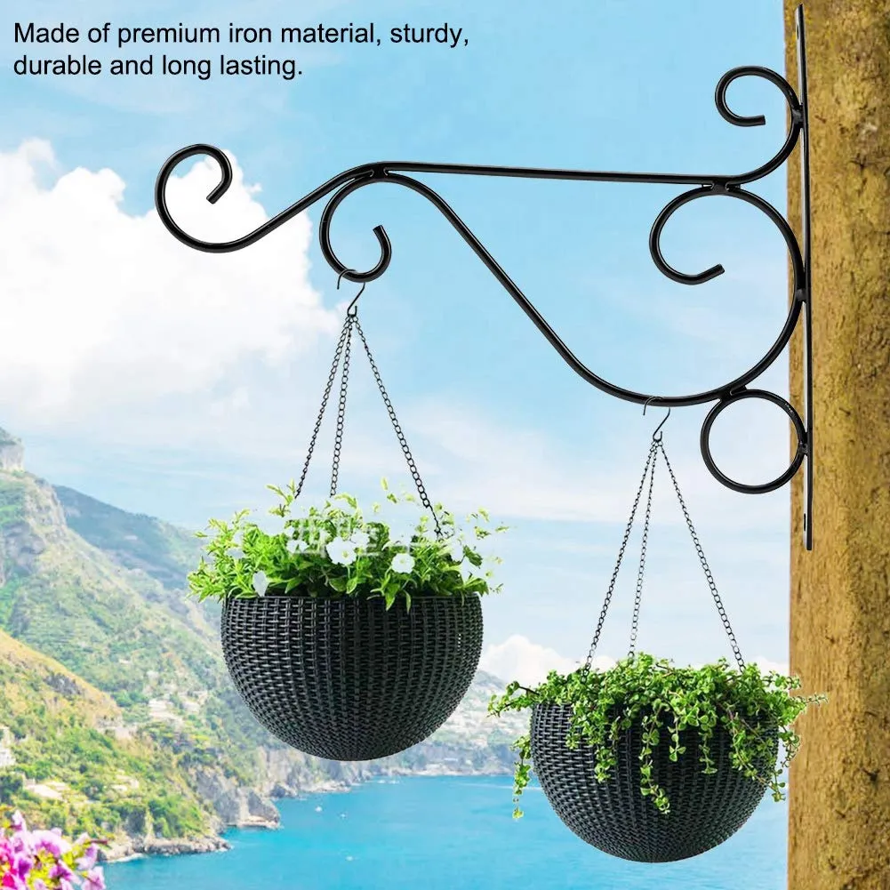Garosa Support mural pour jardinière en fer noir 30 × 21 cm