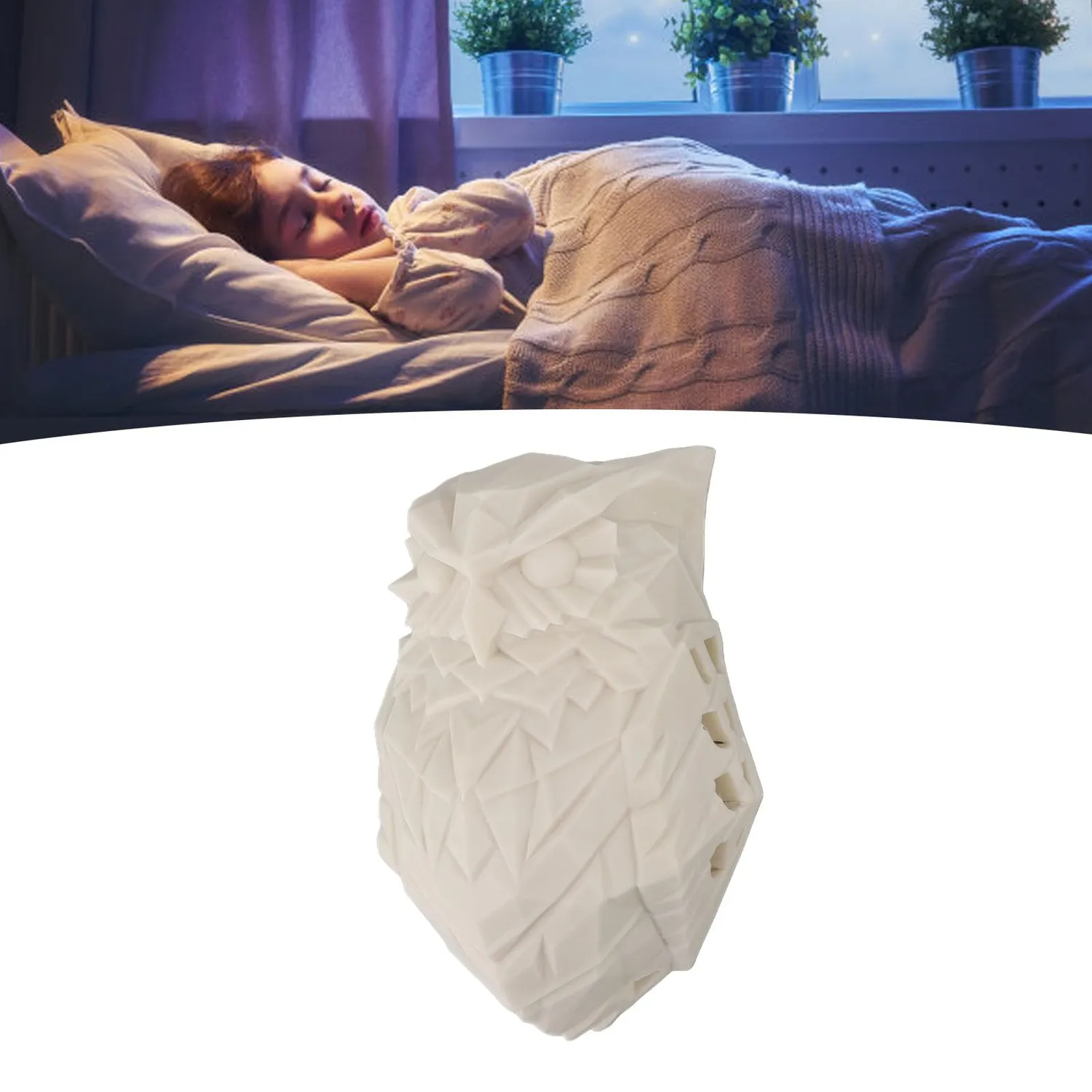 Garosa applique murale LED hibou blanc chaud piles