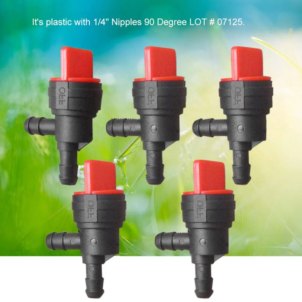 Garosa robinet d’arrêt carburant 90° 1/4 po lot de 5 en plastique