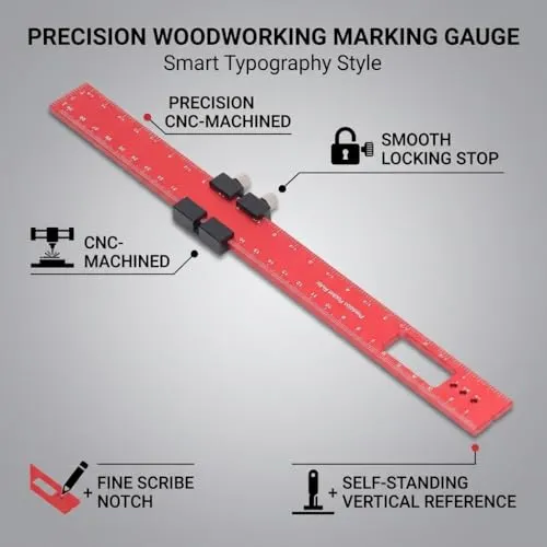 Garosa règle de traçage 300 mm avec butée réglable