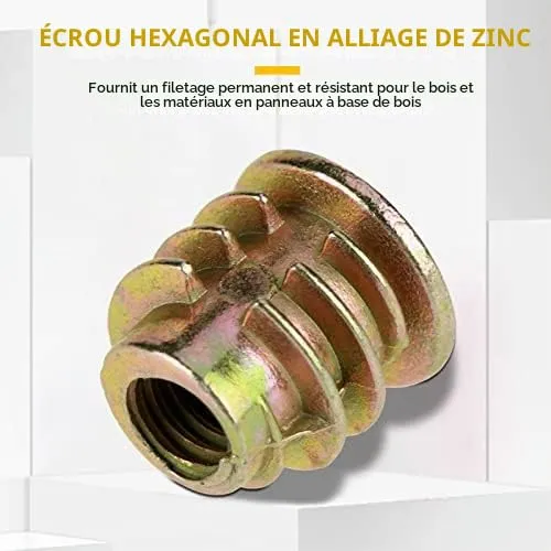 Garosa écrous à visser M4 × 8 mm, lot de 50 en alliage de zinc