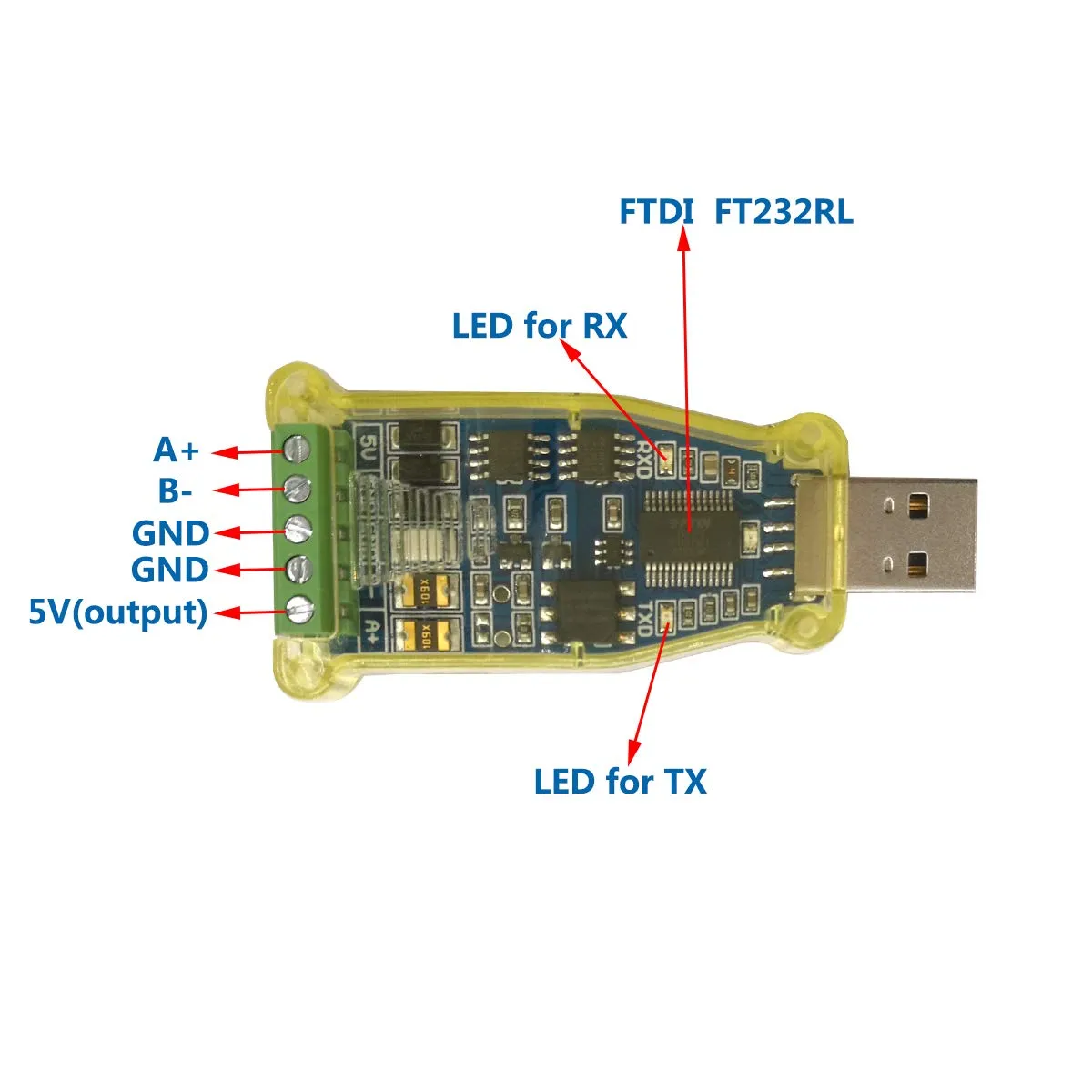 DSD TECH SH-U11G adaptateur USB RS485 isolé FTDI