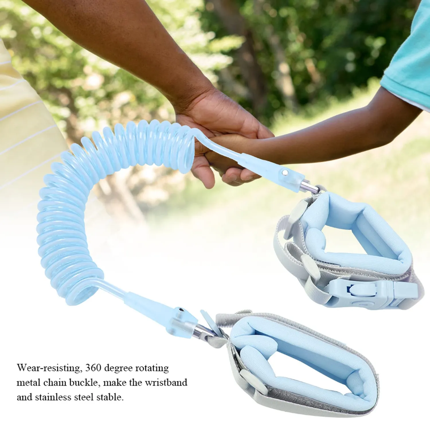 Garosa laisse anti-perte enfant 2 m bleue avec bracelet réglable