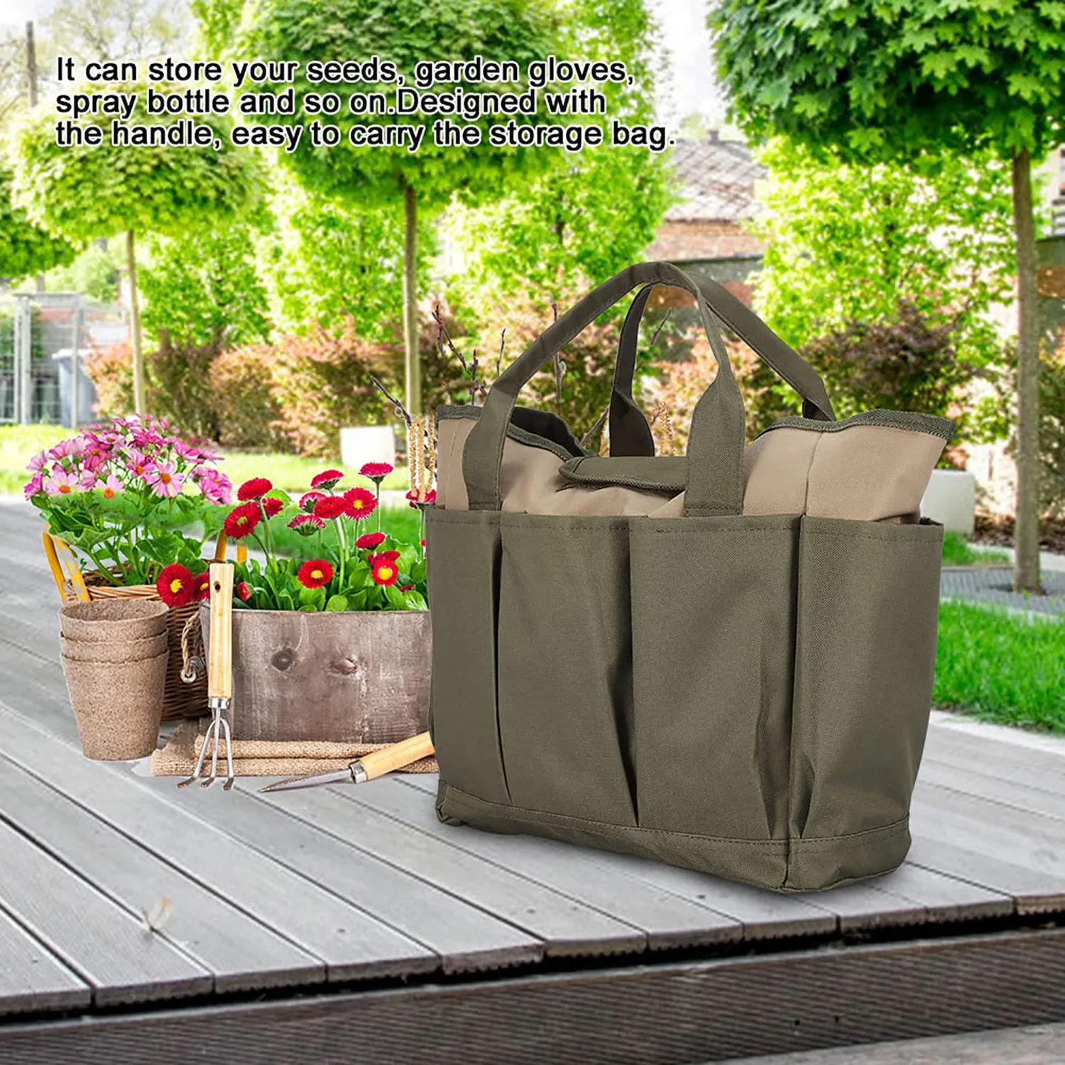 Garosa Sac de rangement de jardinage avec petit sac amovible