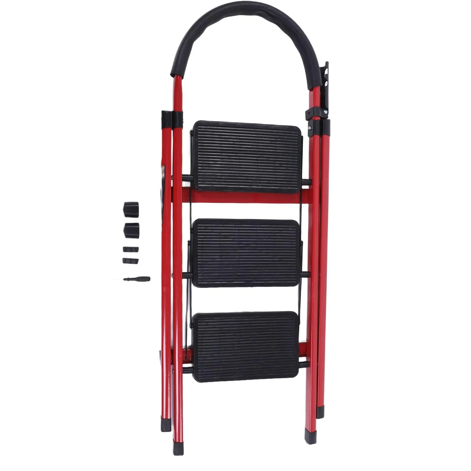 Garosa 3 marches escabeau pliant rouge 400 kg avec rampe