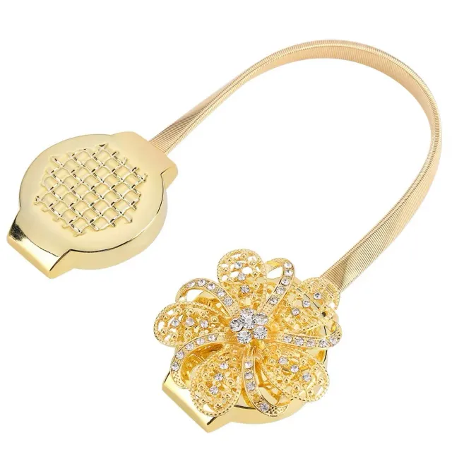 Garosa embrasse magnétique pour rideau dorée fleur à strass