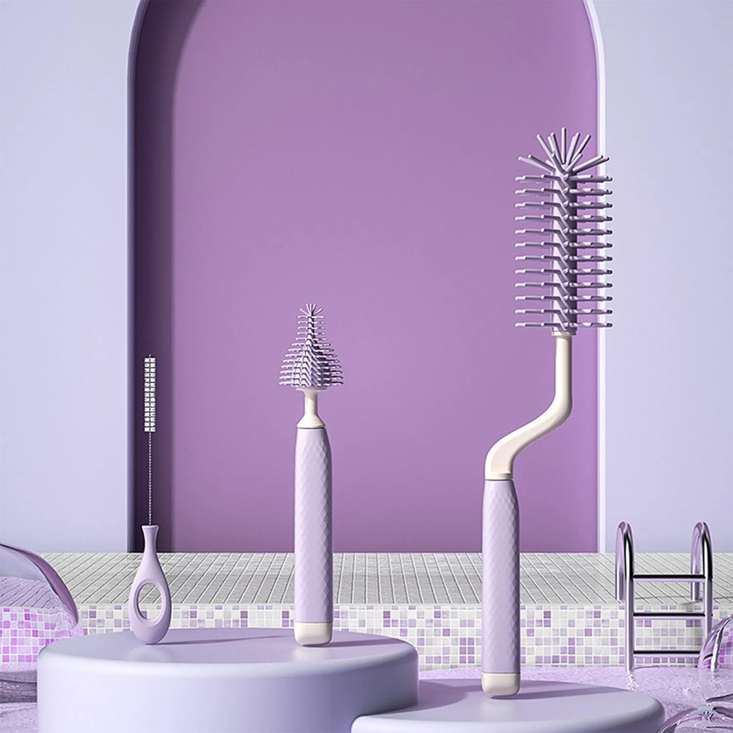 Garosa kit brosses biberon silicone violet 3 pièces 31 cm