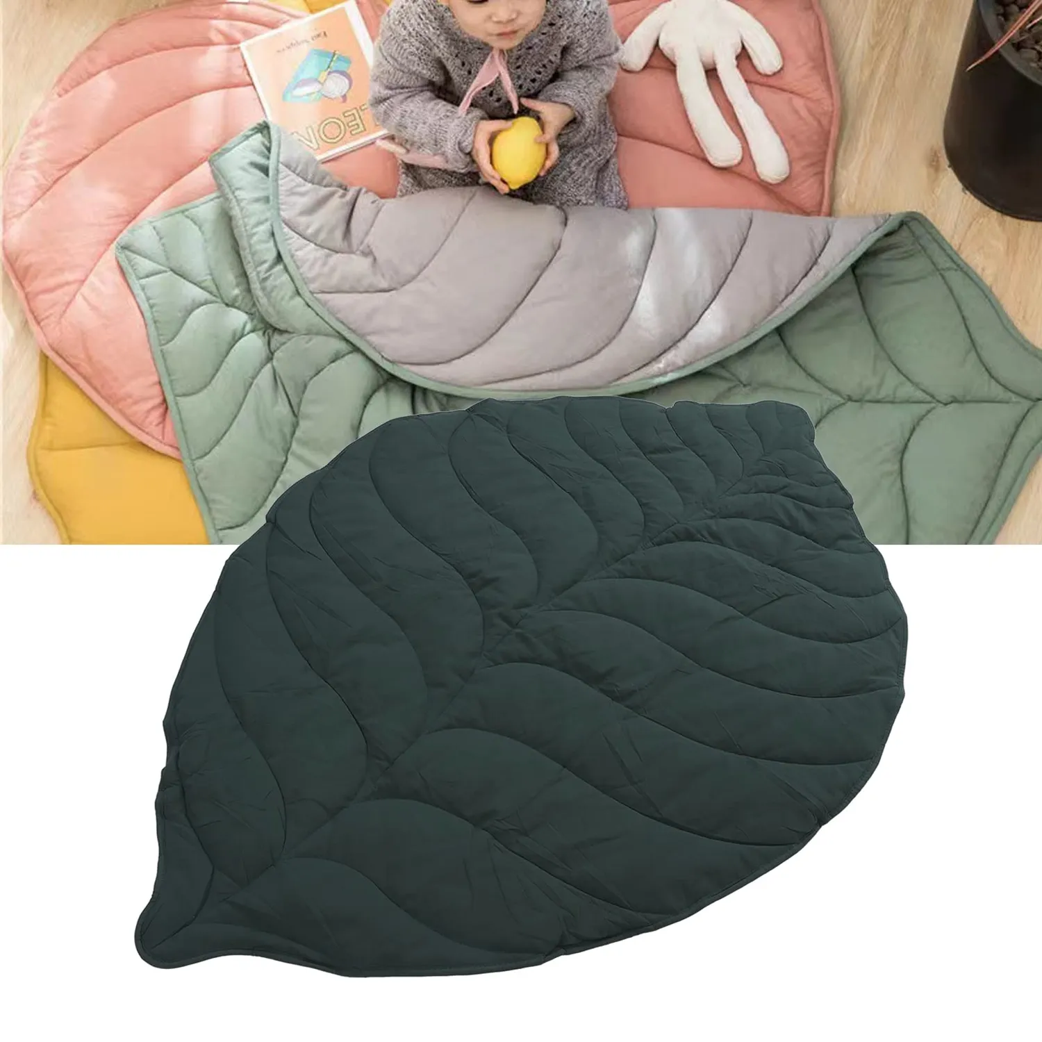 Garosa tapis de jeu bébé feuille verte 143 × 107 cm en coton