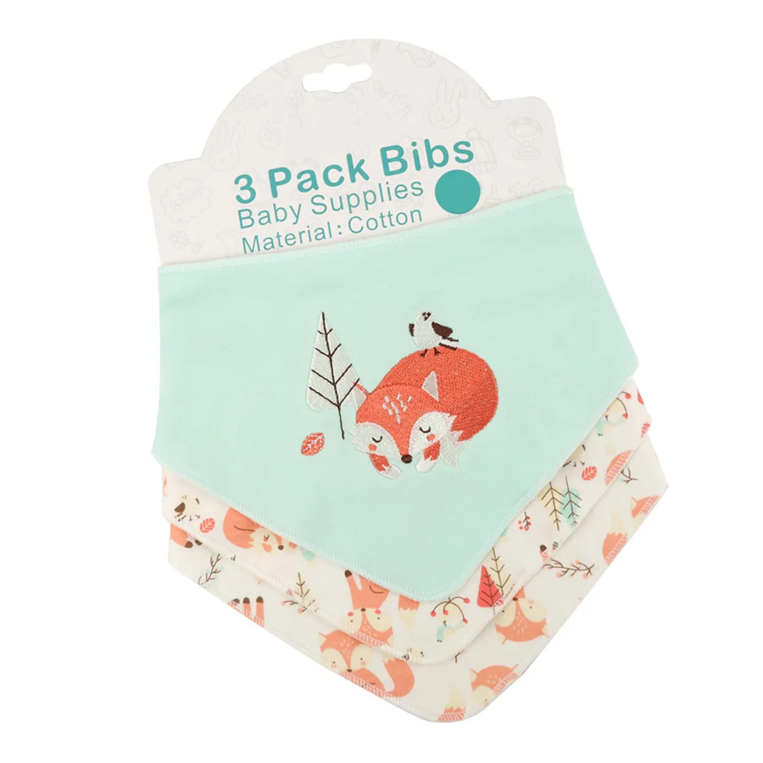 Garosa bavoir bébé renard en coton double couche absorbant