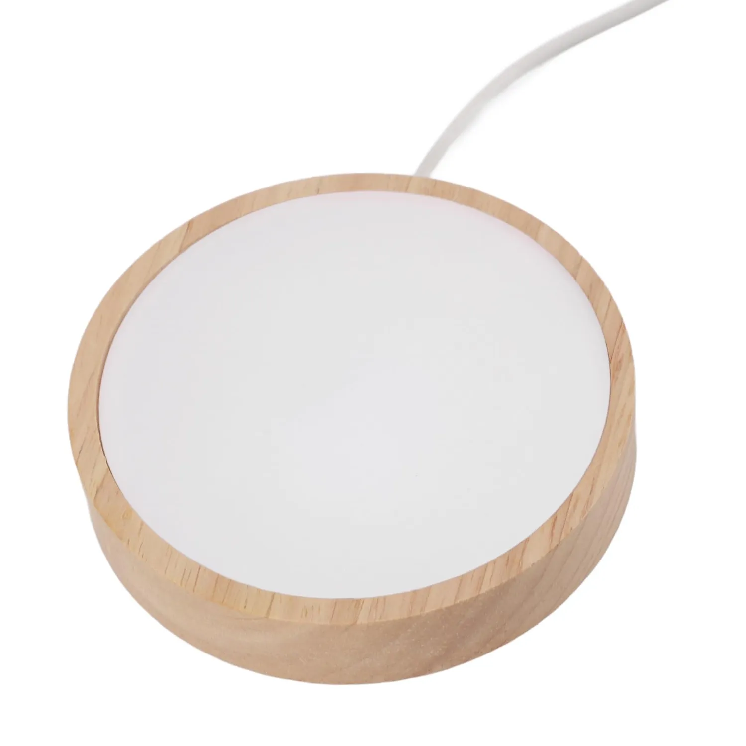 Garosa socle lumineux LED pour cristaux rond USB 5 V, bois naturel