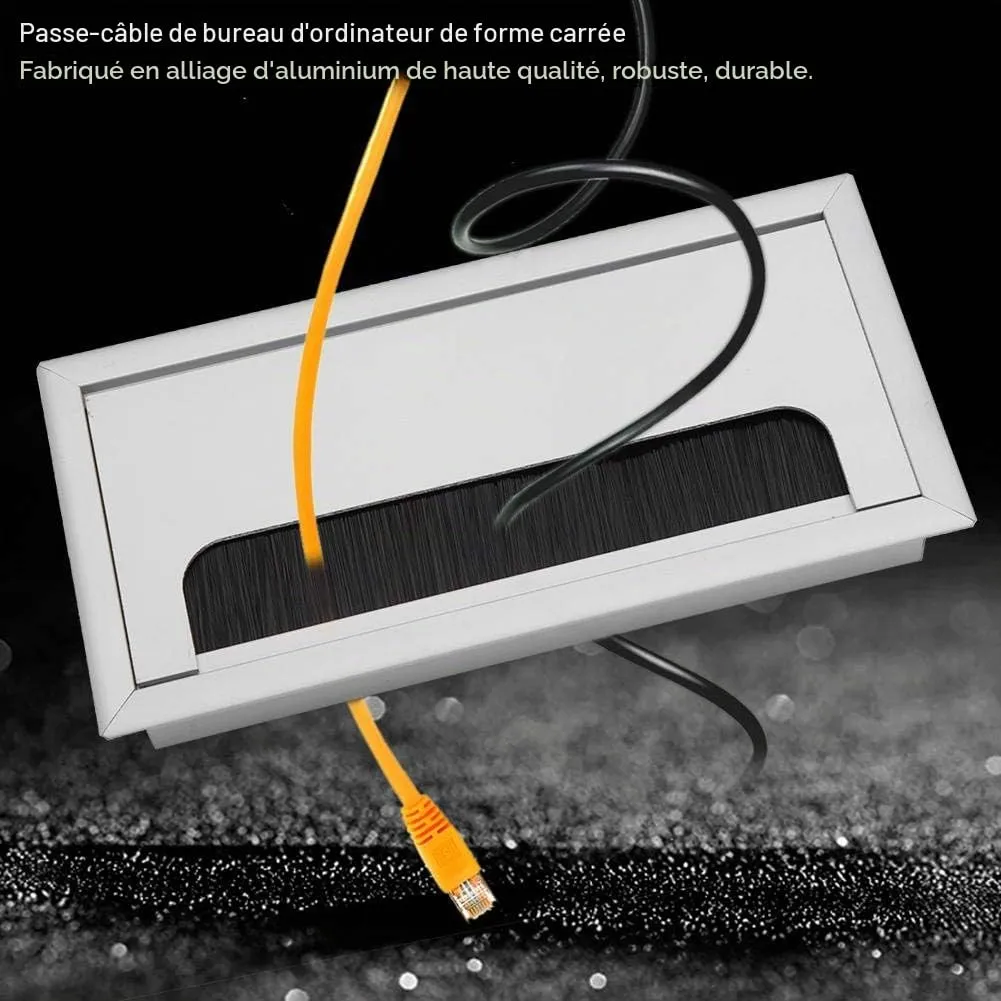 Garosa passe-câbles de bureau taille M carré aluminium