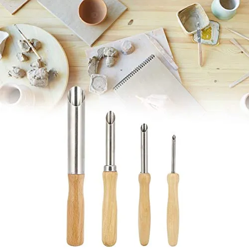 Garosa outils de poterie coupe-trous ronds 4 pièces, manches bois