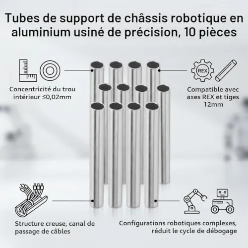 Garosa tube aluminium rond 14 × 12 mm, 100 mm, lot de 10