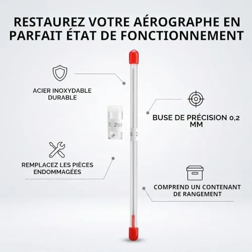 Garosa aiguille et buse d’aérographe 0,2 mm avec boîte