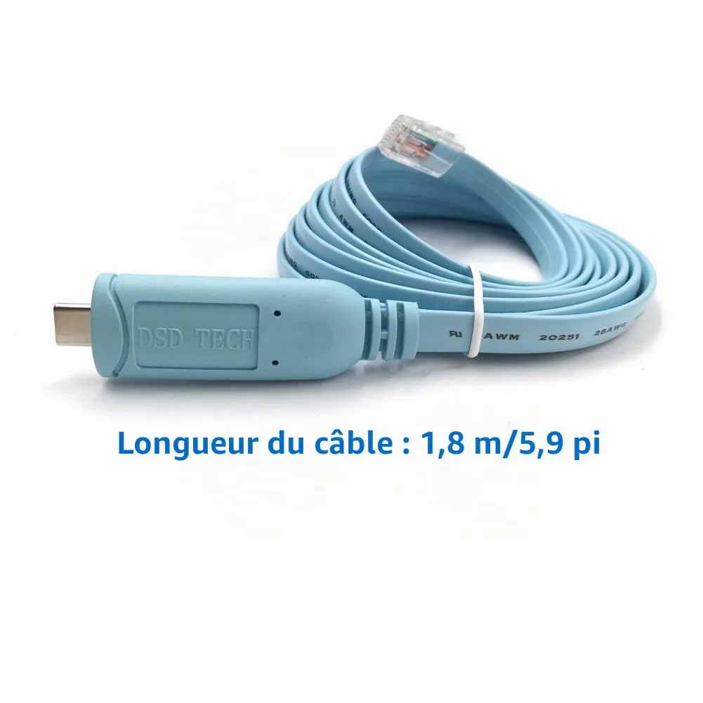 DSD TECH SH-RJ45B câble console USB-C vers RJ45 1,8 m FTDI