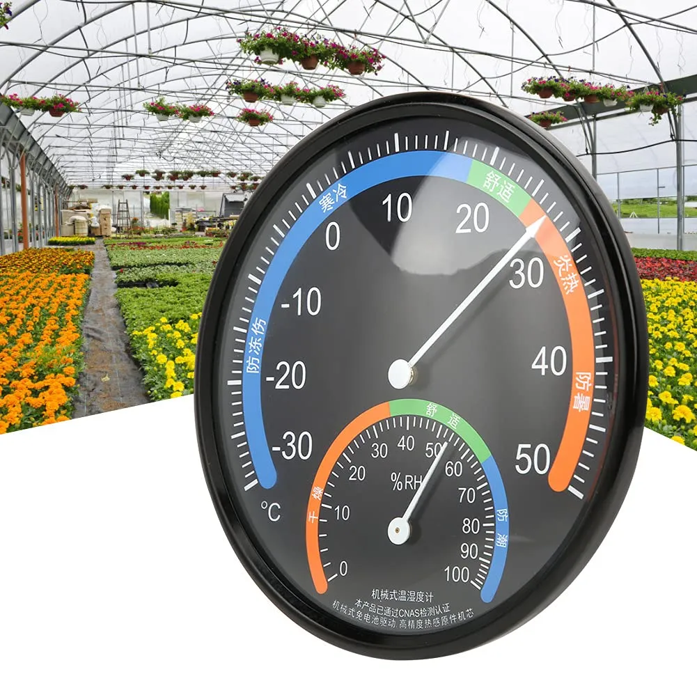 Garosa Thermomètre mural rond avec hygromètre extérieur