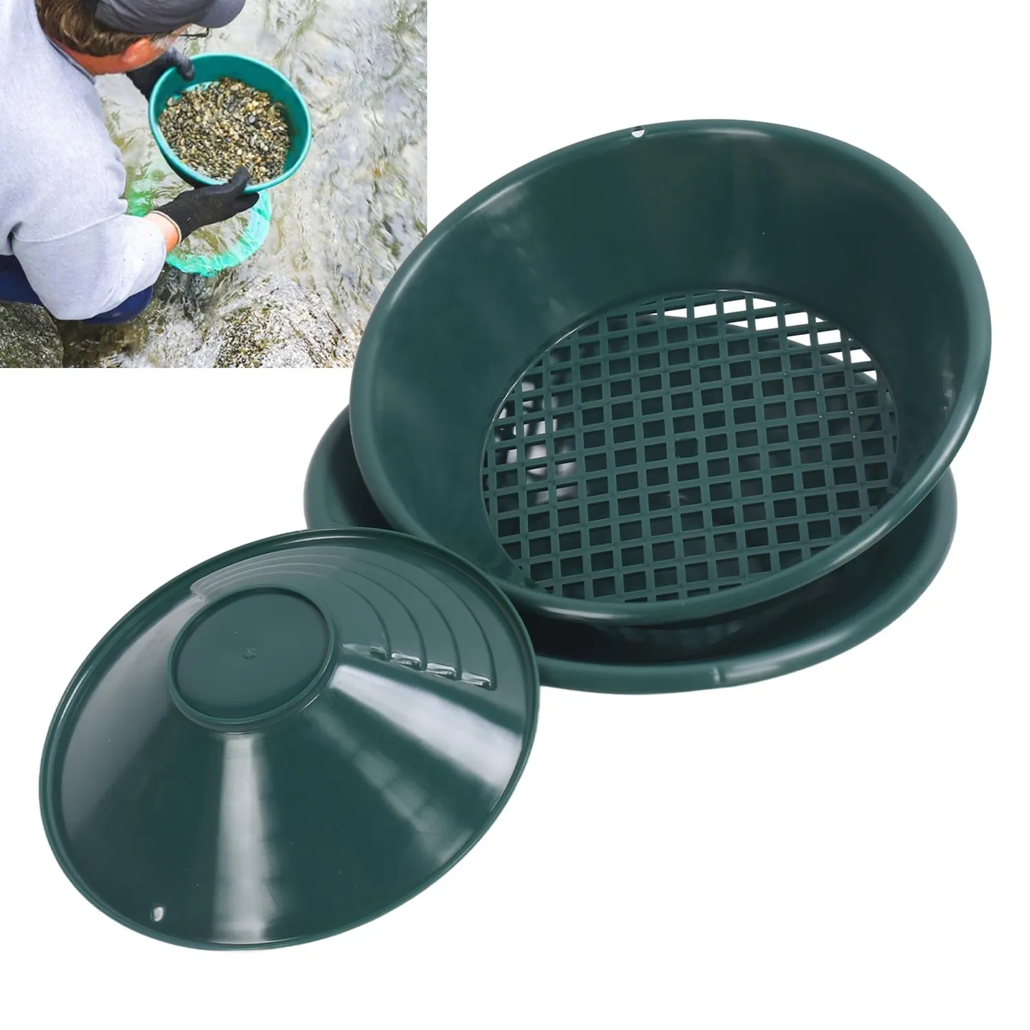 Garosa kit orpaillage 3 pans ABS vert 26-35 cm