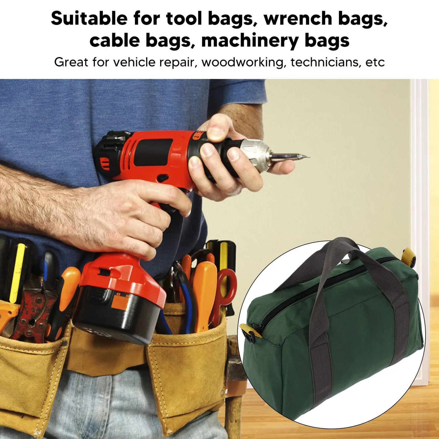 Garosa sac outils électricien toile 36 cm large bouche