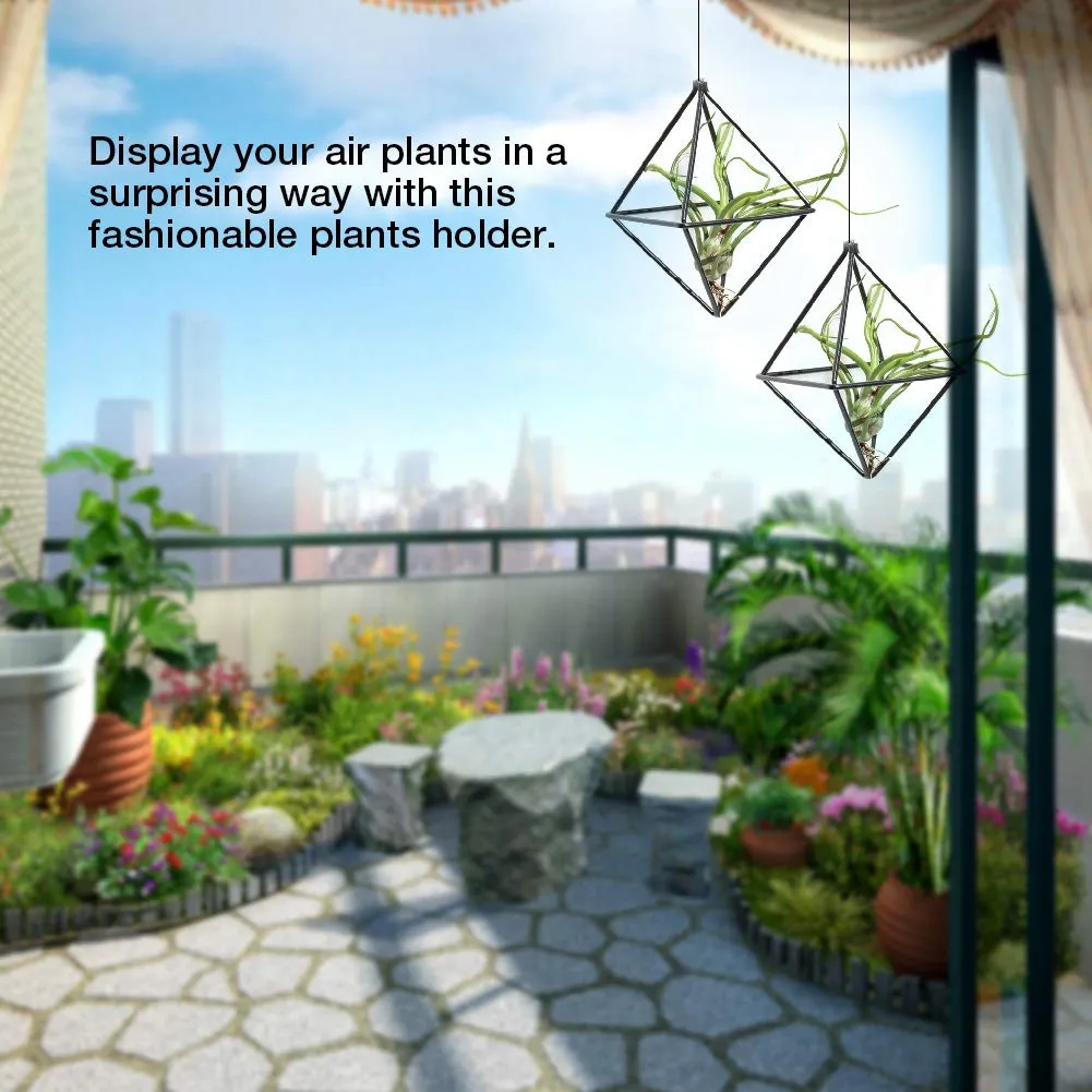 Garosa Support Plante Mural Triangulaire Fil Fer Noir