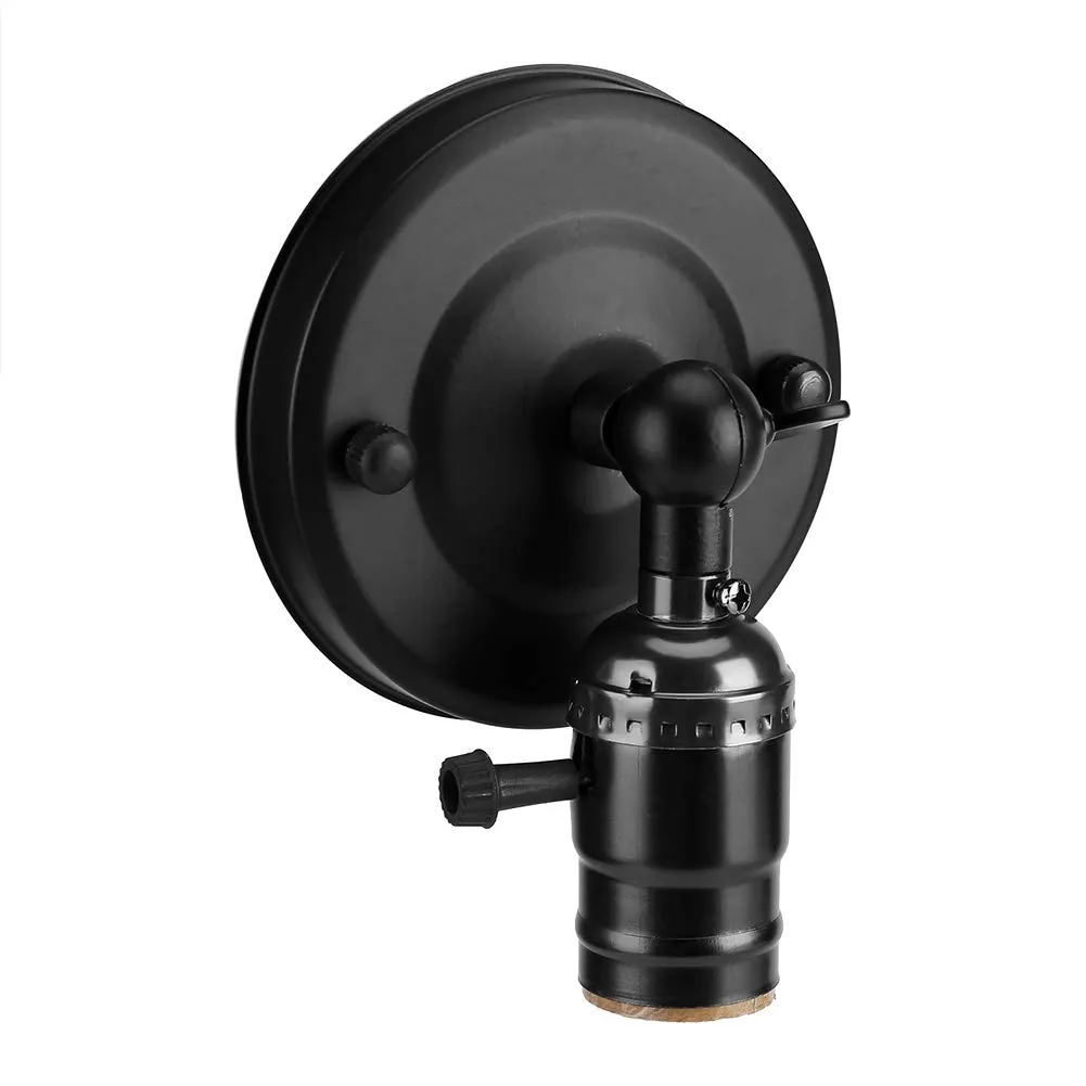 Garosa applique murale E27 noire avec interrupteur en métal