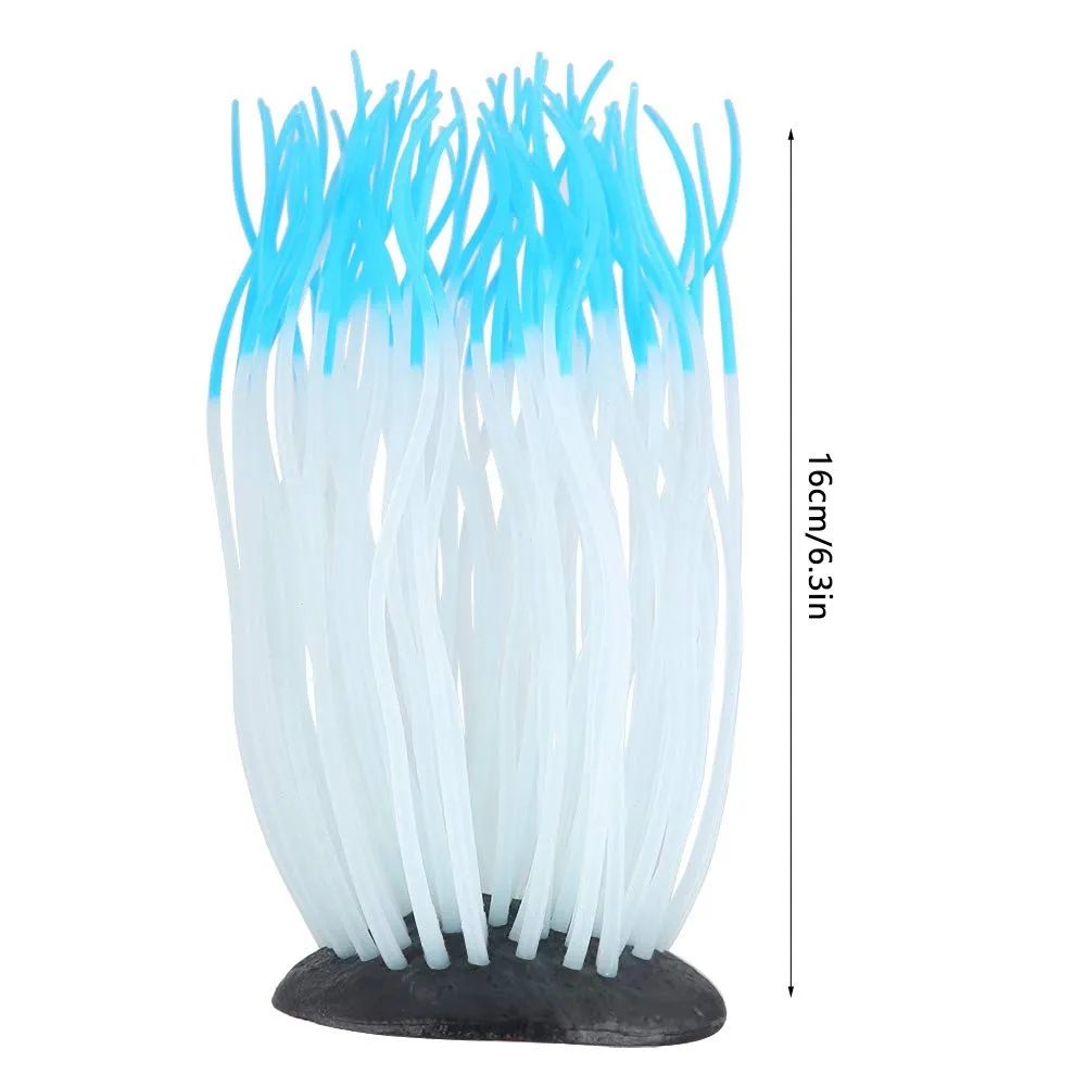 Garosa anémone artificielle d’aquarium bleue en silicone lumineuse