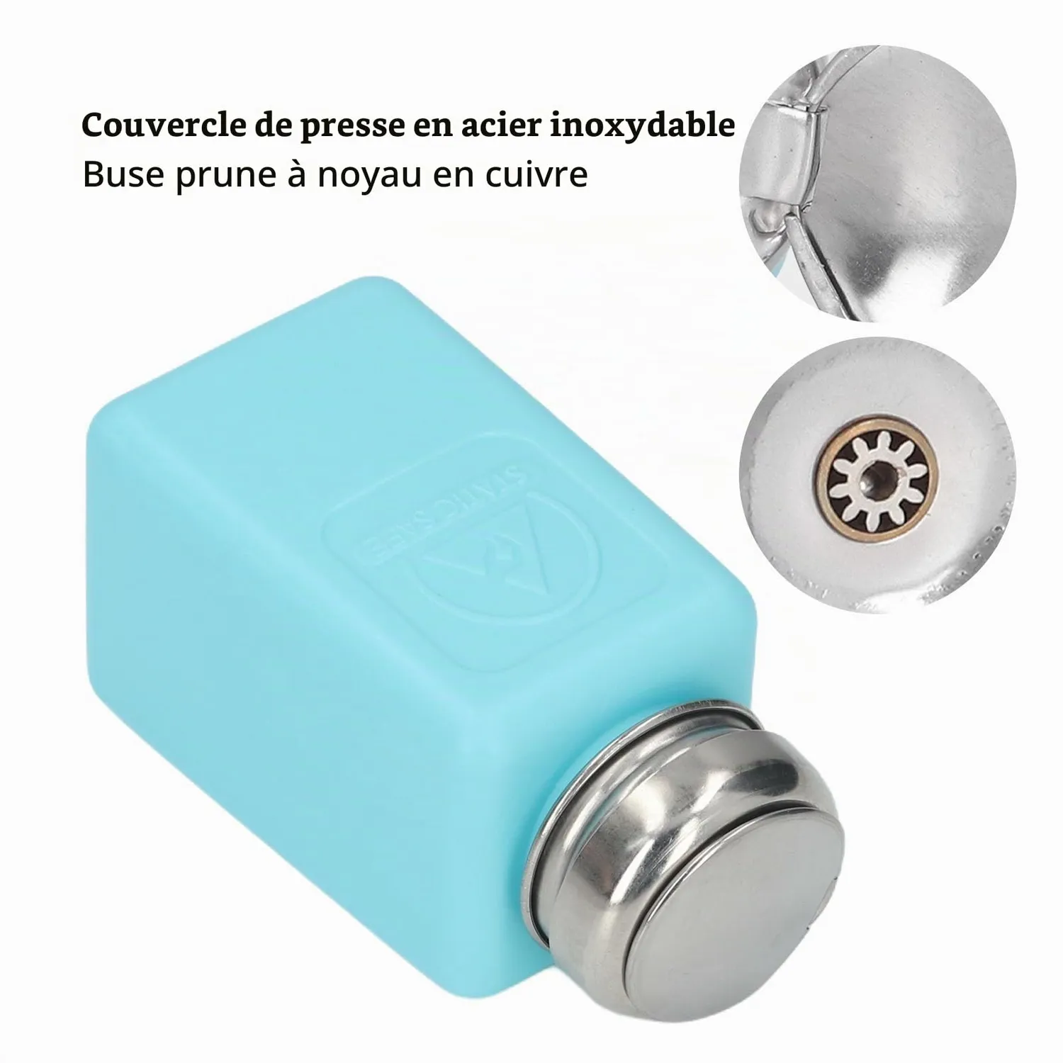 Garosa distributeur de solvant à poussoir 200 ml bleu antistatique