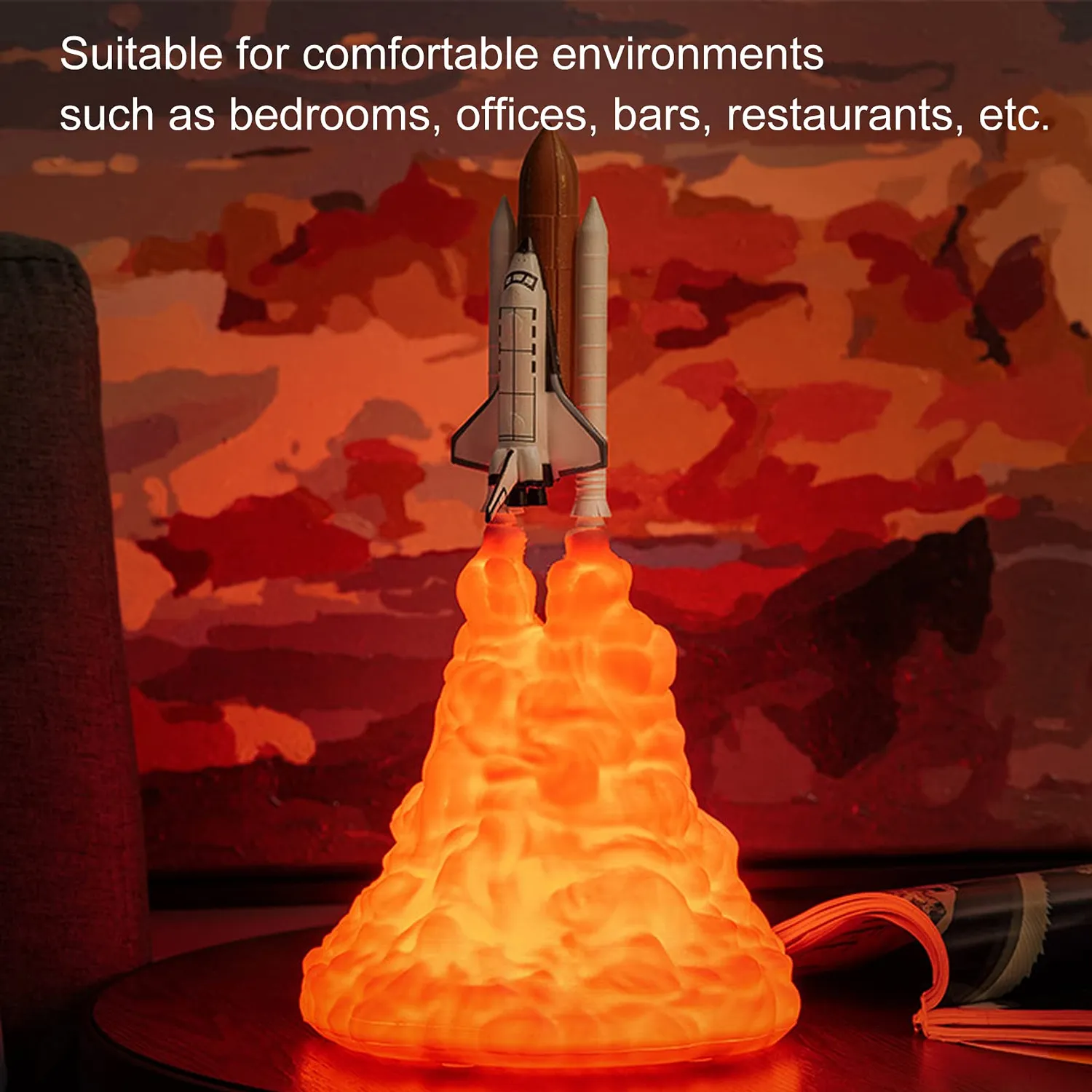 Garosa lampe nuit fusée LED 3D USB 24cm 800mAh