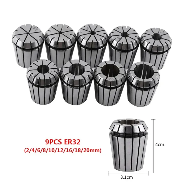 Garosa ER32 jeu de 9 pinces de serrage 2–20 mm précision