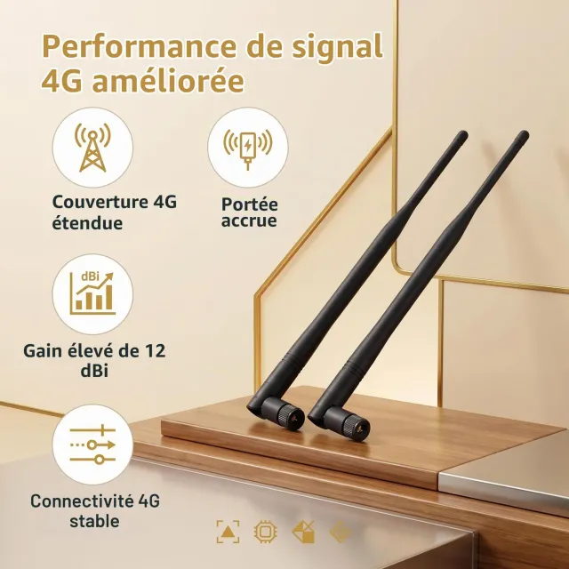 Garosa antenne 4G pliable SMA 12 dBi, lot de 2